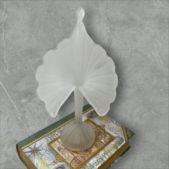 1950s Stelvia Frosted Clear Glass Jack In The Pulpit Ribbed Vase Italy 14" - Picture 3 of 4